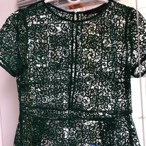 Zara Green Lace Peplum Blouse